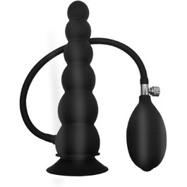 Анальний плагін з 6 перлами, силікон, великий розмір, регульований, для стимуляції та масажу простати, XL, чорний