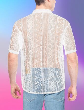 Чоловіча літня сорочка з мереживом AIEOE, прозора сітка, топ, футболка з сітки для фестивалю, 4XL, білий