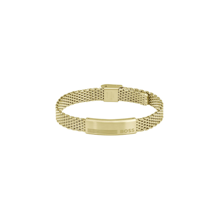 Чоловічий браслет BOSS Jewelry Mesh з нержавіючої сталі, колекція ALEN, золотого кольору