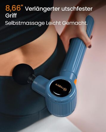 Перкусійний масажер Napre Massage Gun з подовжувачем та 3 кутами нахилу для спини, шиї та плечей, чорний/синій
