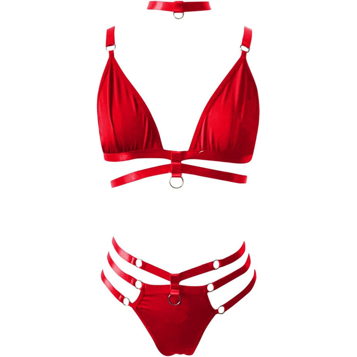 Жіночий комплект спідньої білизни SRZYJ: мереживний боді з глибоким V-подібним вирізом. Сексуальна піжама, еротична білизна, комплект нижньої білизни для дорослих. Колір: червоний, розмір: M