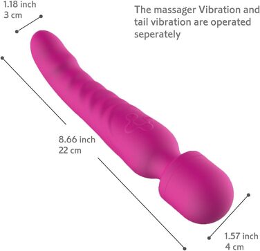 Масажер Magic Wand Doppelkopf - подвійний масажний стрижень з незалежними вібраторами, вологостійкий, з підігрівом, силіконовий накінечник. Інтимні іграшки для жінок та чоловіків (рожевий)