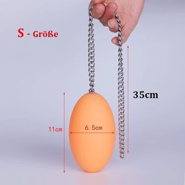 Анальний плаг Guspiun силіконовий, яйцеподібний, з металевим ланцюгом, 6.5 см, S (Помаранчевий)