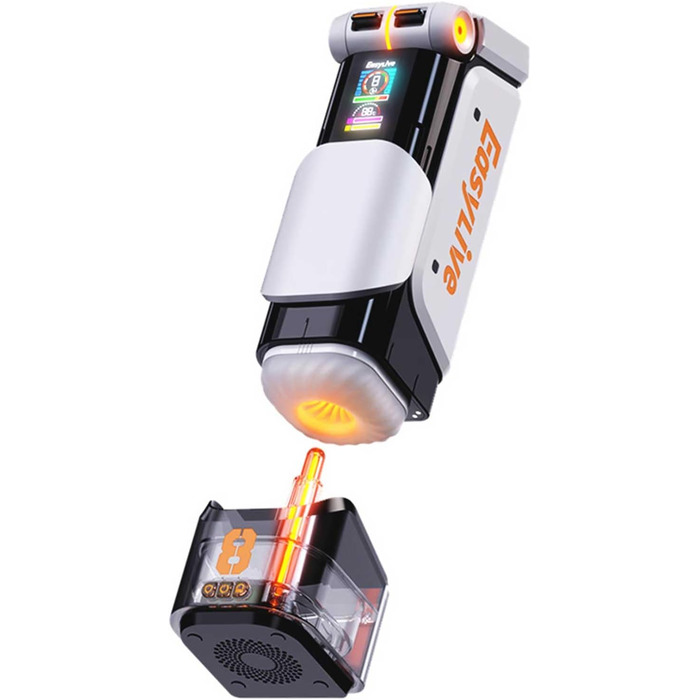 Електричний мастурбатор-чаша QgLust з 8 обертовими, телескопічними головками, 7 вібраціями, 5 частотами, керуванням через додаток, автоматичним режимом, реалістичним дизайном, водонепроникністю. Іграшка для чоловіків