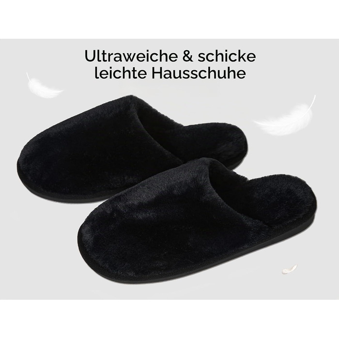 Зимові теплі капці Coswind для жінок та чоловіків з ефектом пам'яті Memory Foam, плюшеві домашні тапочки, чорні (розмір 38.5/40 EU)