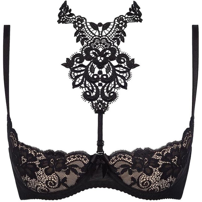 Axami V-8241: чорна мереживна бюстгальтер 80E з регульованими бретелями | Axami Dame Hebe BH Dessous Spitze Regulierbar