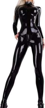 Жіночий комбінезон з латексу, чорний, 3XL: сексуальний образ для вечірок та сцени