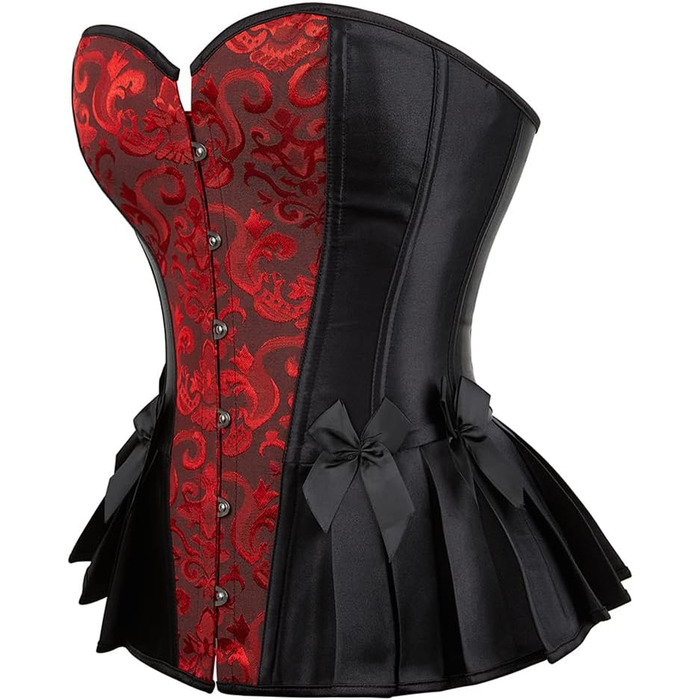 Корсетна корсаж Grebrafan для вечірок у готичному стилі, чорний та червоний, розмір 48-50