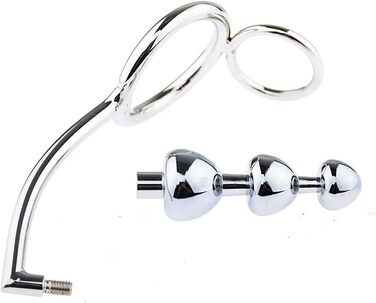 Кільце для пеніса з нержавіючої сталі, роздільник пеніса та яєчок з анальним гачком, для чоловіків, BDSM, фетиш, анальний плагін, кільце для яєчок, 40 мм