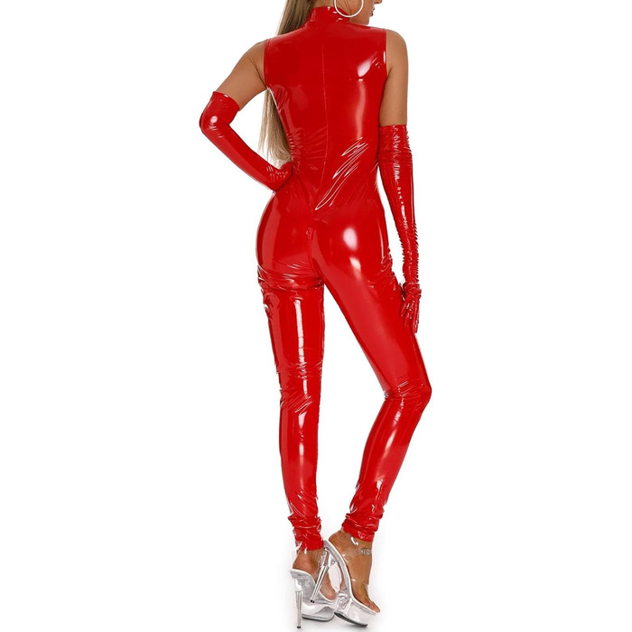 Червоний комбінезон для дівчат без рукавів з блискавкою в паховій зоні GRRKDFQ 5XL