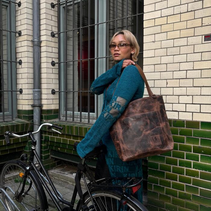 Жіноча шкіряна сумка-шопер Berliner Bags Vintage Shopper Seville, стильна сумка з ручками (колір Earth)