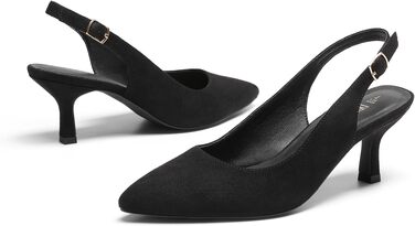 Жіночі туфлі-човники Dream Pairs Slingback на підборах, чорна замша, розмір 41 EU