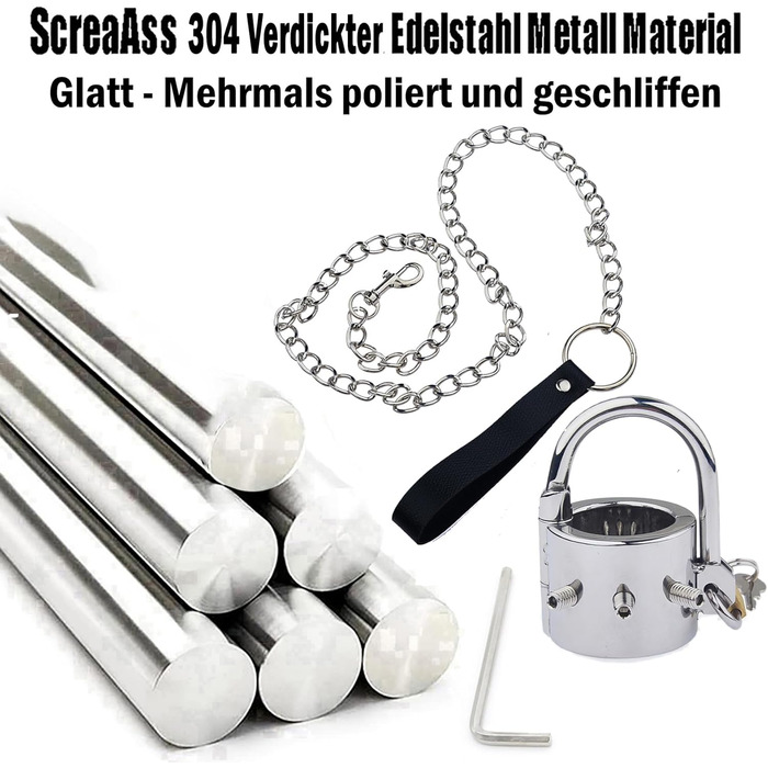 Сталевий кільце для яєчок, розтягувач яєчок, вага для яєчок, посилений кільце для пеніса з 6 знімними шипами CBT, замками та металевим ланцюгом. Кільце для пеніса, сексуальна іграшка для чоловіків, сріблястого кольору, комплект.