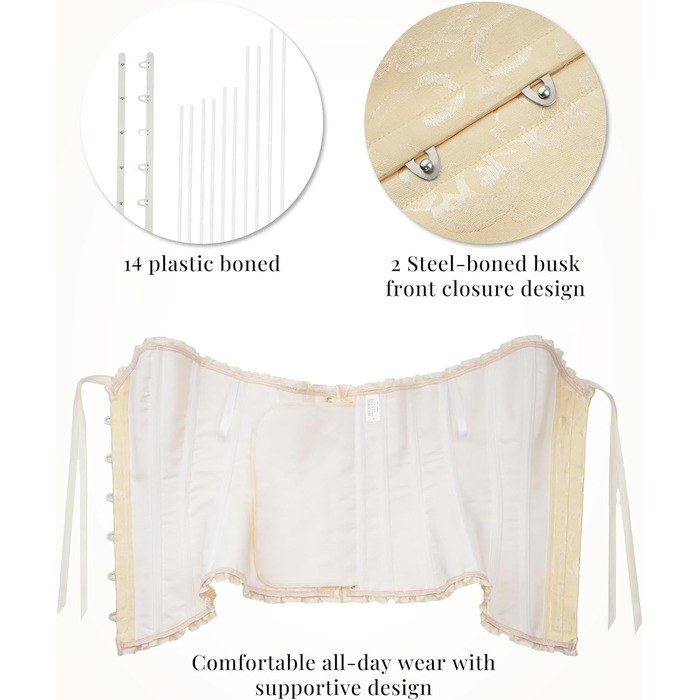 Корсет-топ SZIVYSHI для жінок: готичний корсет, бюстгальтер-корсет, бежевий, вінтажний стиль