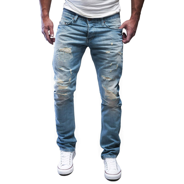 Чоловічі джинси MERISH Slim Fit зі стрейчем, дизайнерські моделі 1507, світло-блакитні (40W / 34L)