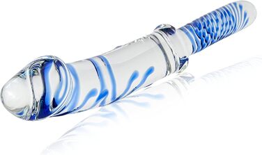 Скляний дилда Roluck з ручкою, кристалічний пеньс, анальний дилда, заглушка для заднього проходу для жінок та чоловіків, секс-іграшка (блакитний)