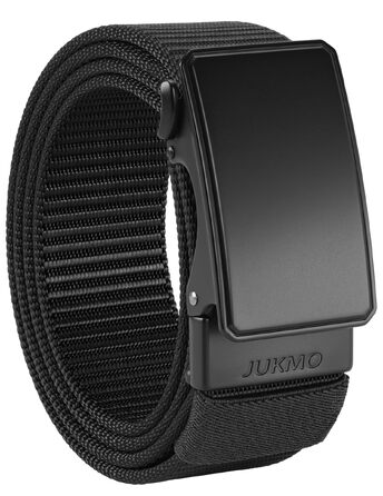 Автоматичний ремінь JUKMO для чоловіків, нейлоновий пояс з храповиком для джинсів та повсякденного одягу, чорний, ширина 3.8 см, розмір M (талія 91-105 см, довжина 125 см)