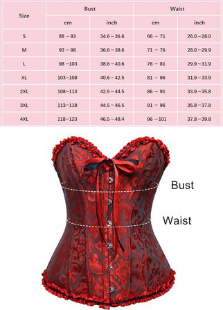 Корсет жіночий повновід'яльний корсеж, топ-корсет готичний вінтажний, сатиновий квітковий, з кісточками, бюстєль, корсет-топ для Хелловіну та карнавалу, S (Чорний-Червоний, M)