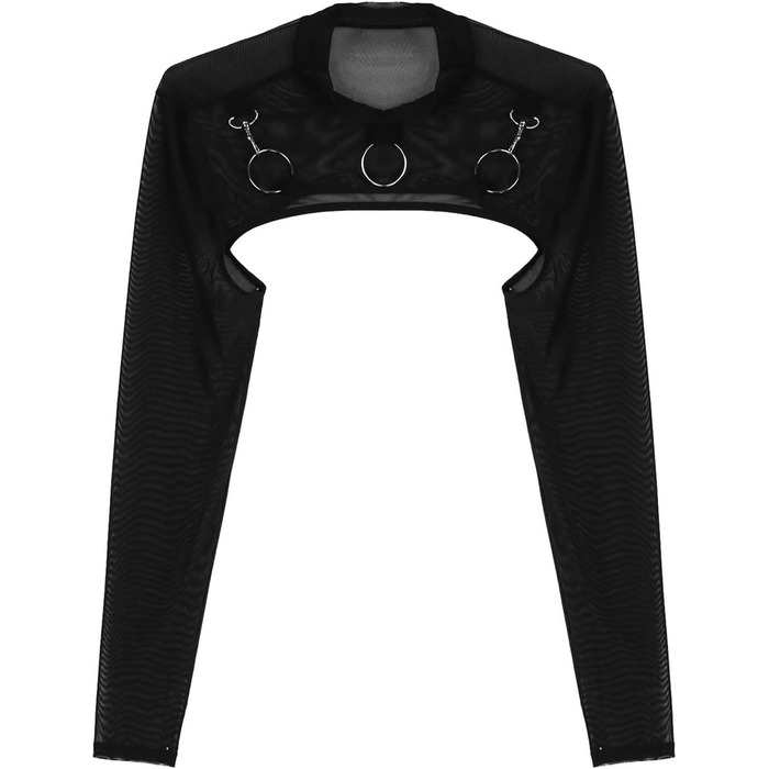 Чоловіча прозора мотоодійна футболка з довгим рукавом, виріз O-Ring, сітчаста напівкроп-футболка для вечірок та клубів