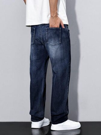 Чоловічі джинси Elegancity Baggy Stretch — широкі штани в стилі Y2K Streetwear, Loose Fit, темно-сині, розмір XXL