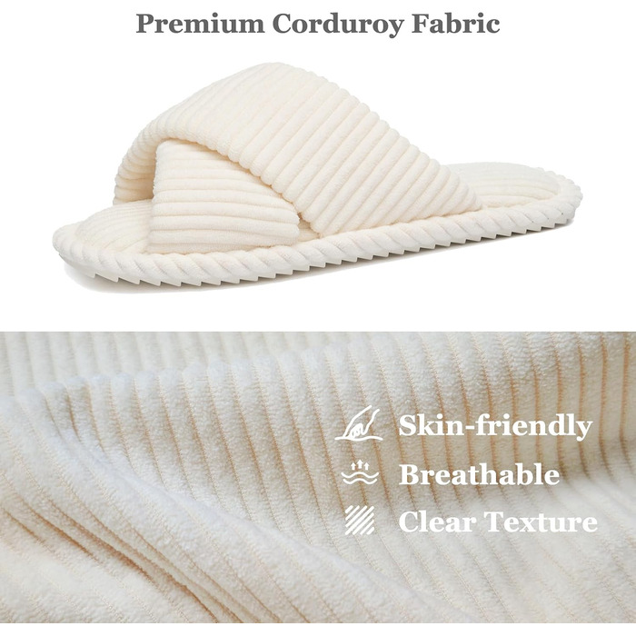 Жіночі домашні капці GOEWY з ефектом пам'яті (Memory Foam), тканинні шлепанці з відкритим носком та бантом, протиковзка підошва, бежеві, розмір 42/43 EU