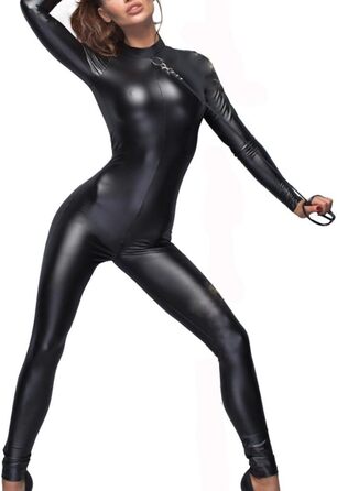 Комбінезон жіночий Noir Handmade з ефектом мокрого блиску, F162, чорний