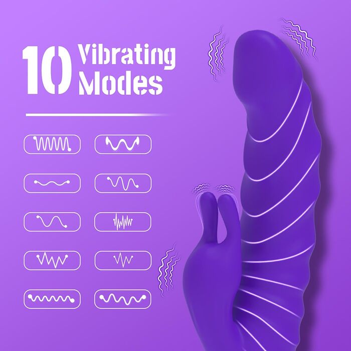 Вібратор для жінок G-Spot з подвійною стимуляцією (кролик), 10 режимів, LZYLWC (фіолетовий)