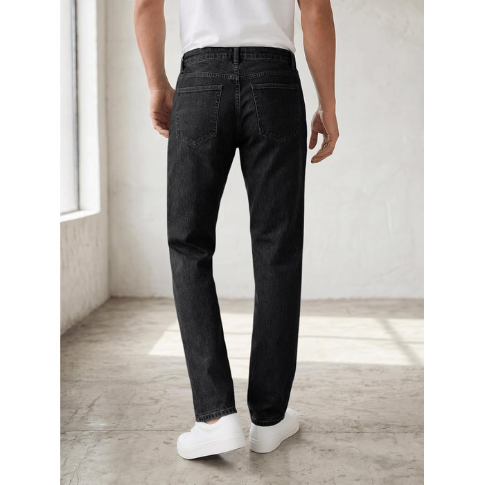 Чоловічі джинси Runcati Slim Fit з бавовни та стрейч, однотонні чорні штани для бізнесу та повсякденного носіння (36W / 32L)