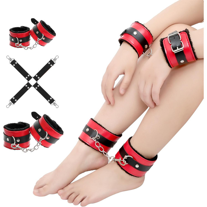 Набір для БДСМ: мотузки, наручники, петиші, маски, петиші, пару (червоний та чорний)