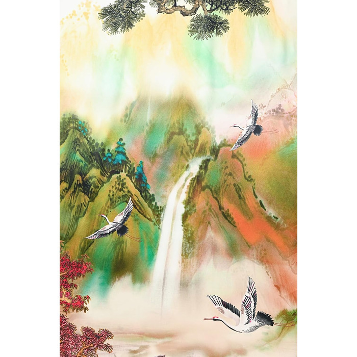 Шовковий халат-кімоно Ledamon для жінок, довгий, 100% шовк, класичний квітковий халат-піжама (універсальний розмір, пейзаж осінь)