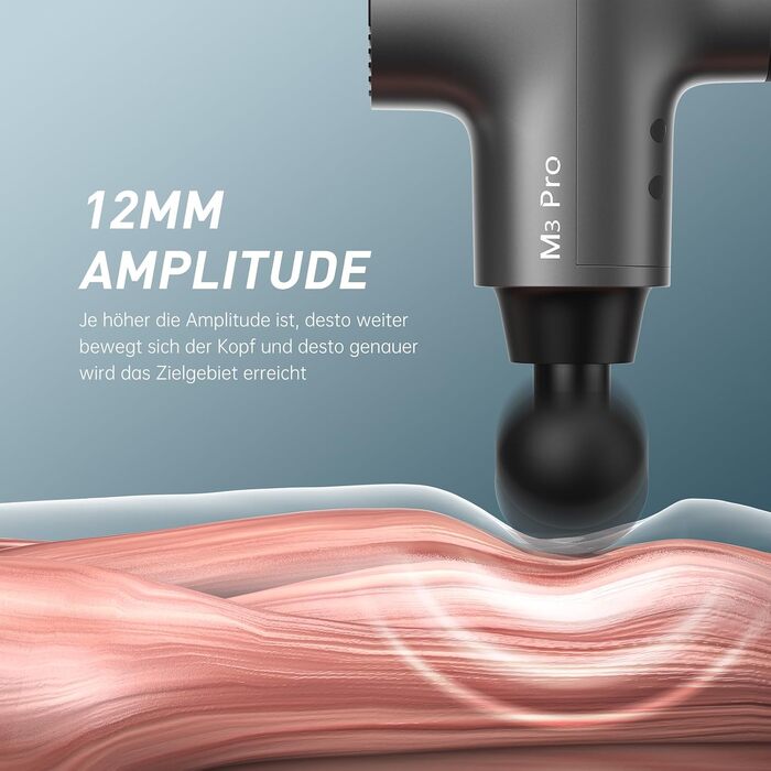 Перкусійний масажер OPOVE M3 Pro 2 Massage Gun з LED-дисплеєм, 2500 об/хв, для зняття м'язового болю, світло-сірий