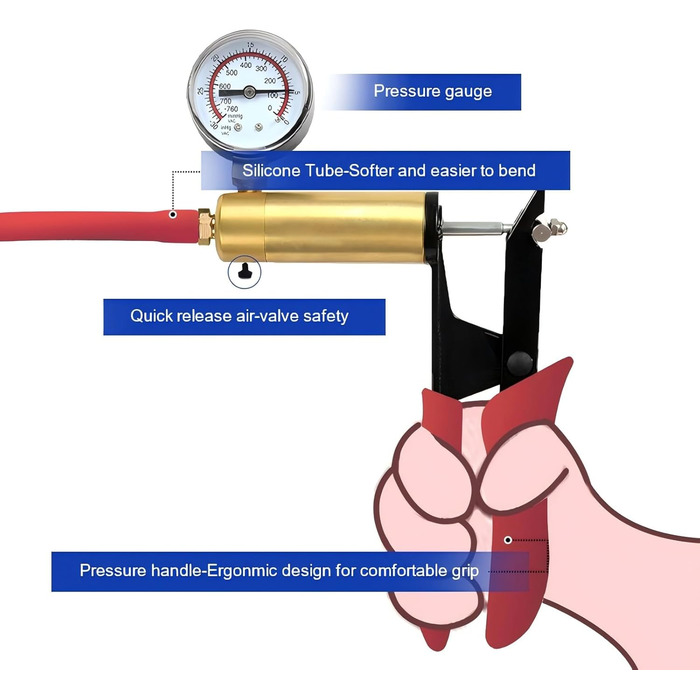 Пумпа для збільшення пеніса: ручна вакуумна помпа з манометром та 6 кільцями, для чоловіків