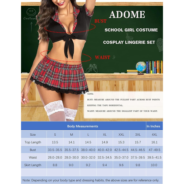 Костюм студентки Avidlove з міні-спідницею в клітинку для рольових ігор (чорний, M)