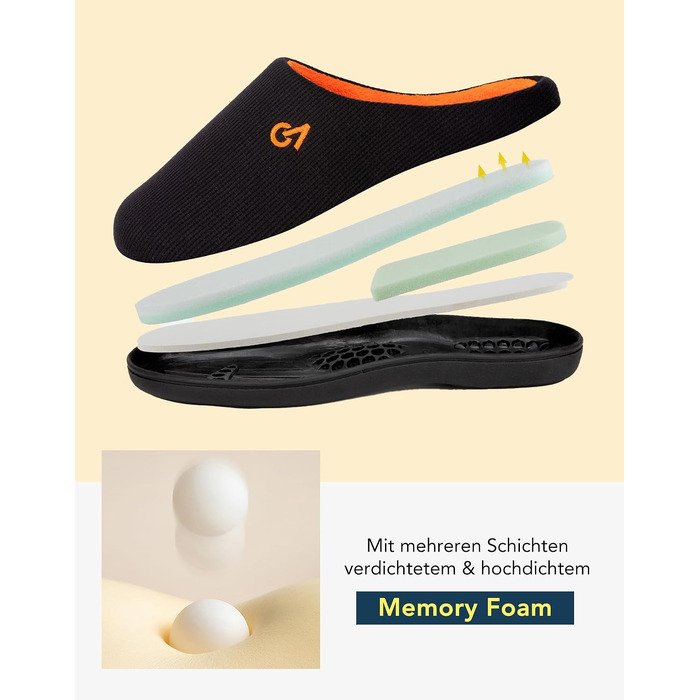 Чоловічі двоколірні капці VeraCosy з ефектом пам'яті (Memory Foam), розмір 42/43 EU, помаранчеві