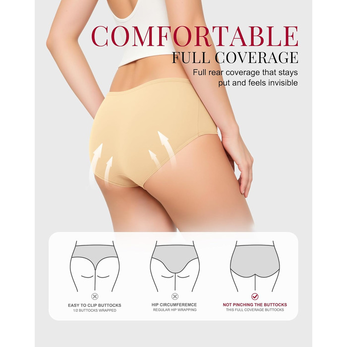 Танстц жіночі труси-сліпи з бавовни, 6 шт. в упаковці, низька посадка, еластичні, дихаючі, чорні (XL)