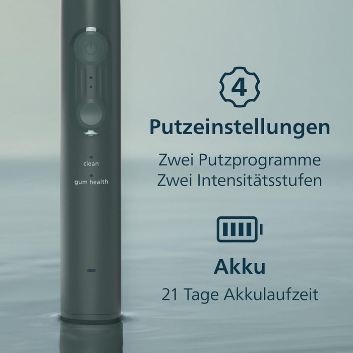 Електрична сонічна зубна щітка Philips Sonicare Series 4100 з датчиком тиску, 4 режимами чищення та дорожнім чохлом, темно-зелена, HX4044/52