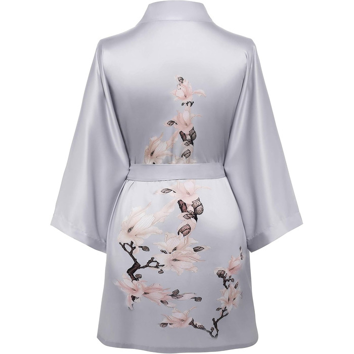 Жіночий халат BABEYOND з квітковим принтом, літній, короткий, сатиновий, для дому та пляжу, універсальний розмір, зелений (універсальний розмір, сірий)