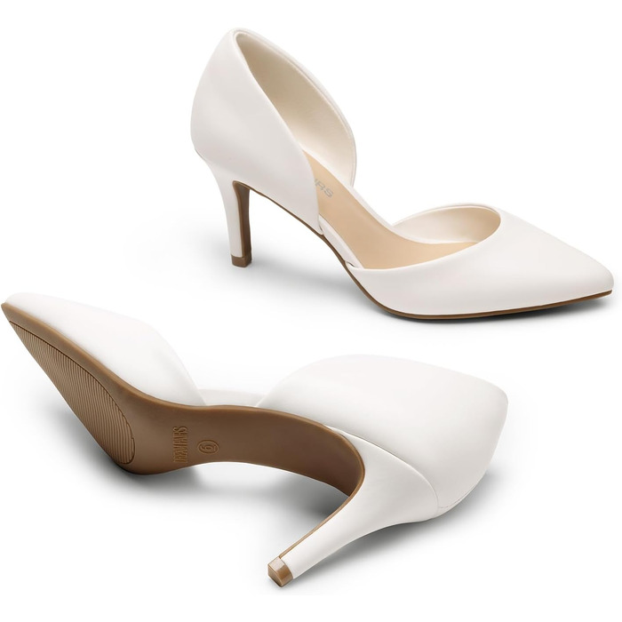 Жіночі туфлі-човники DREAM PAIRS на високих шпильках, білі (розмір 36.5 EU, екошкіра PU)