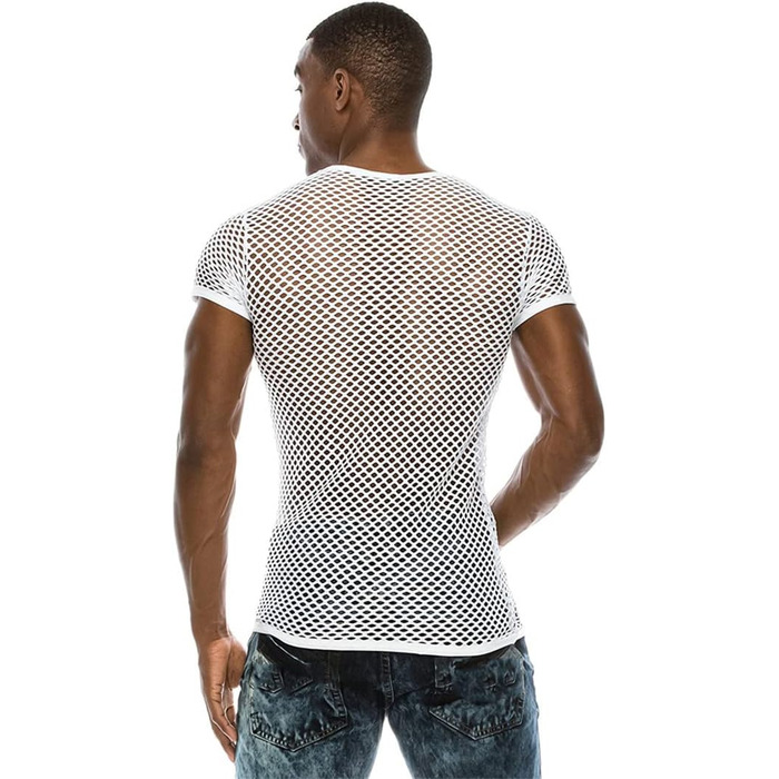 Чоловіча сітчаста футболка з прозорим дизайном, сексуальна сорочка для нічного клубу, стильна футболка в стилі стрітвір