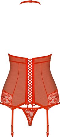 Сексуальний жіночий комплект нижньої білизни Selente Love & Fun: корсет, танга, стринги та шовкова маска для очей, червоний, made in EU (L-XL)