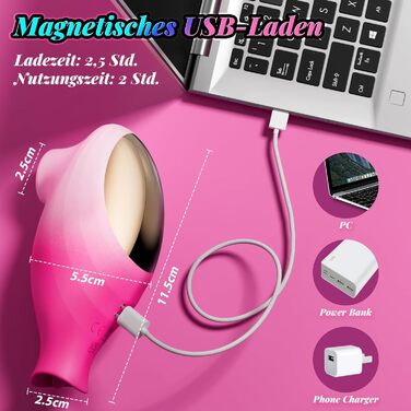 Вібратор Sexspielzeug для жінок 2-в-1: тихий, потужний, з 10 функціями (смоктання, облизування), керування через додаток, стимуляція клітора та сосків, рожевий