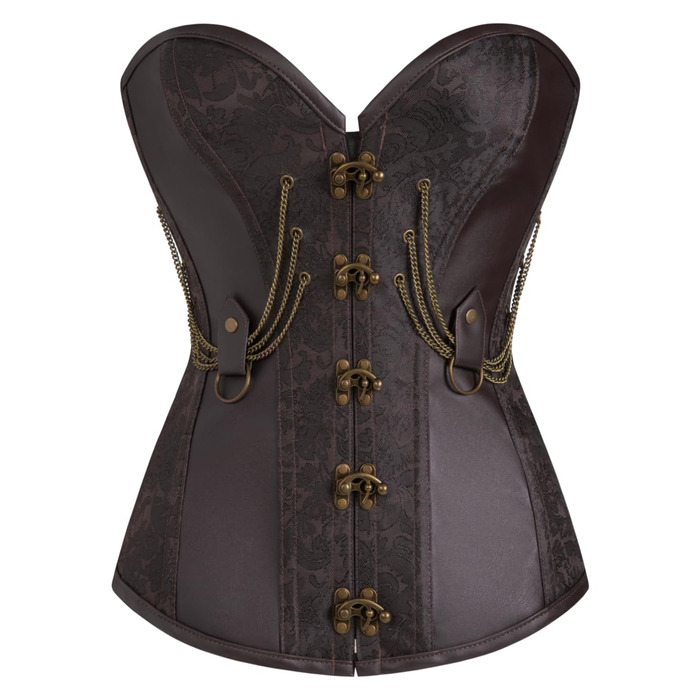 Корсет Steampunk KUOSE для жінок з великою грудьми, штучна шкіра, розміри S-6XL (M, Коричневий-11)
