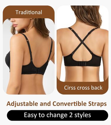 Дизайнерський бюстгальтер Lemorosy для дівчаток Dirndl з кісточками Push Up мереживний Balconette напівчашка прозорий бюстгальтер 75E чорний