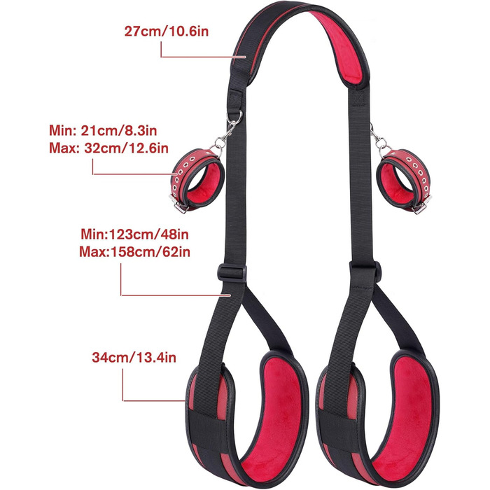 Набір для БДСМ: фетрінг ніг, наручники та інші аксесуари для пар (темно-червоний)