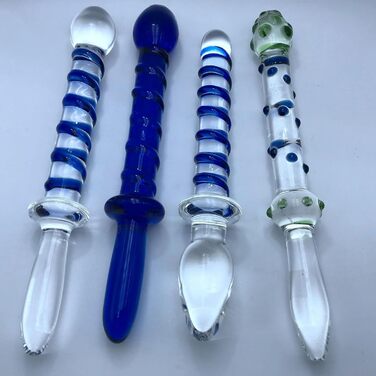 Сет анальних плугів ScreaAss 4 шт. з кришталю, подвійний наконечник, спіраль, стимулятор G-точки, для жінок та чоловіків