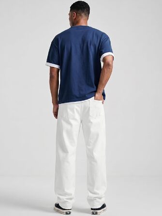 Чоловічі джинси Baggy JMIERR Y2K з ефектом Stretch, білі, розмір L