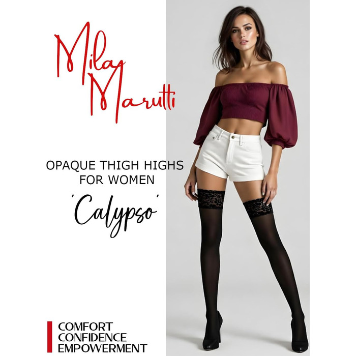 Чорні панчохи до стегон Mila Marutti для жінок, розмір M-L, виготовлено в ЄС