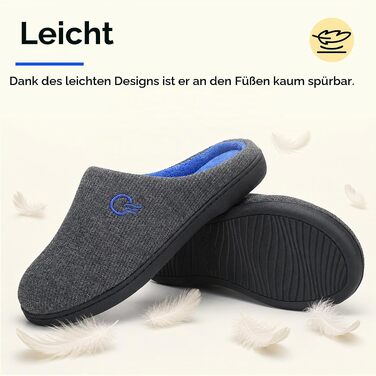 Зимові теплі капці Mishansha унісекс з ефектом пам'яті (Memory Foam) для дому та вулиці, сіро-блакитні, розмір 44/45 EU
