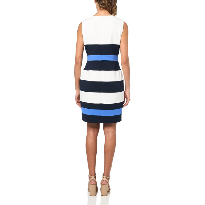 Сукня жіноча Tommy Hilfiger Adaptive Scuba Crepe Colorblock облягаючого силуету (32, Білий/Блакитний/Синій)