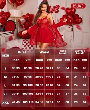 Комплект ніжної піжами RLOVE для жінок: кімоно, бюстгальтер та нічна сорочка (3 частини), чорний (L, Червоний)